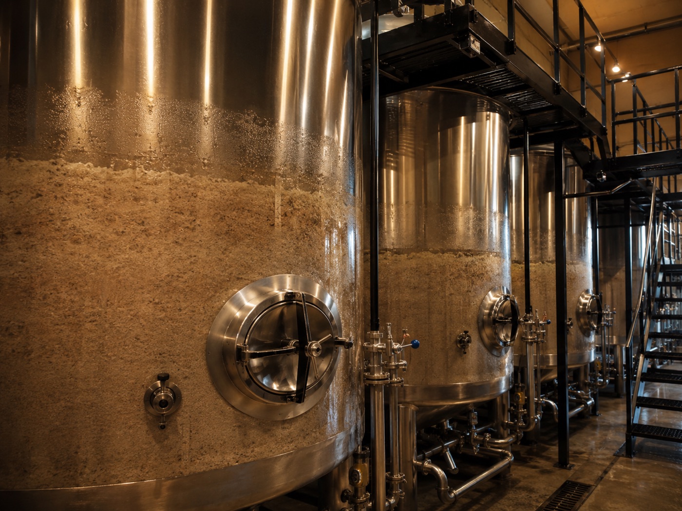 Fermentation tanks at work