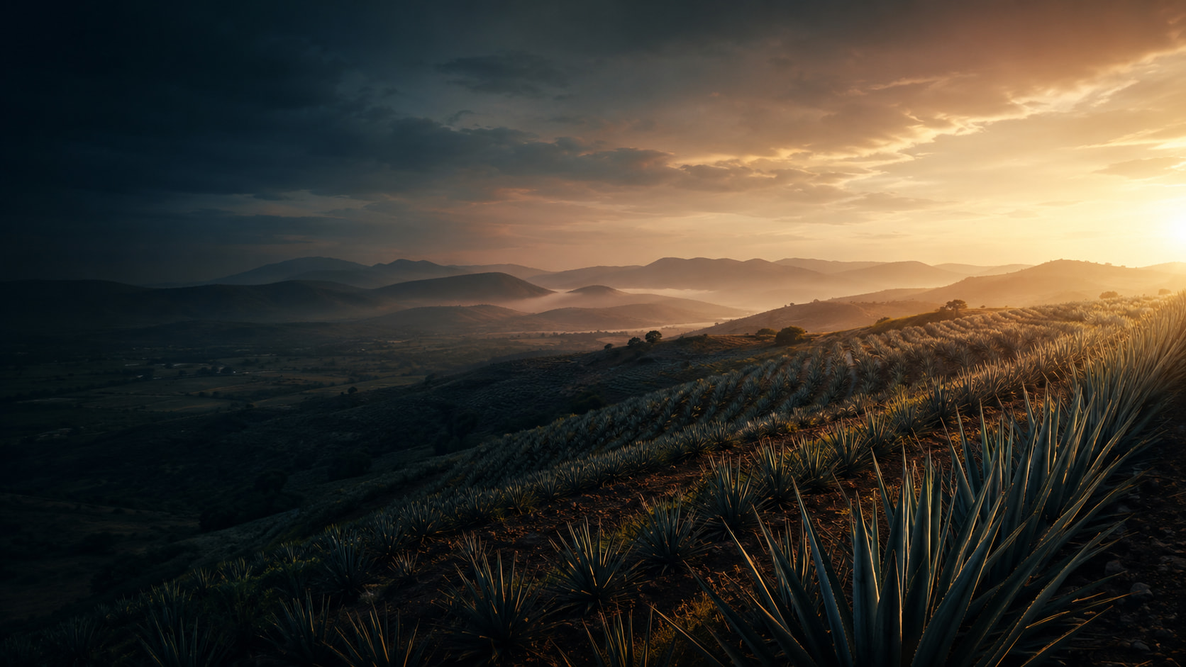 Sunlit blue-agave fields in the Los Altos highlands
